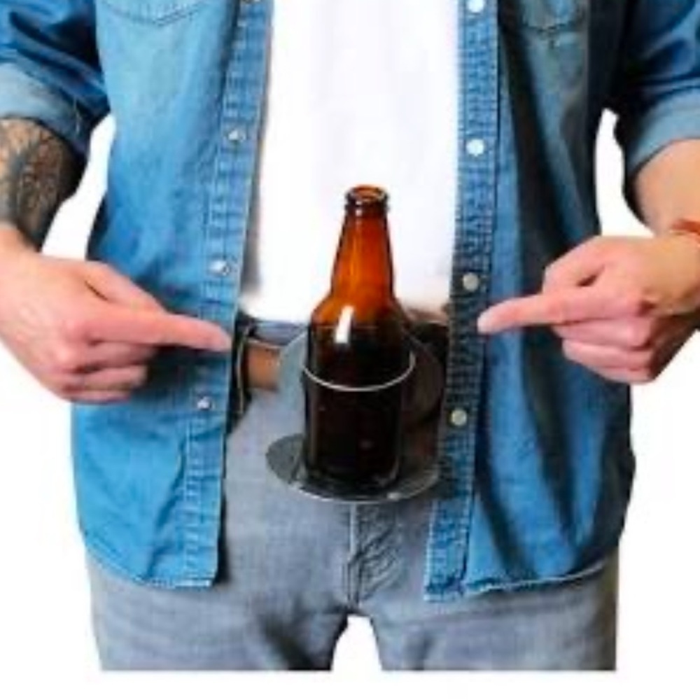 Bev’s Belts,Hands-Free Beer Holder Belt Clip & Belt, So Unique & Fun,NBW,Size 38